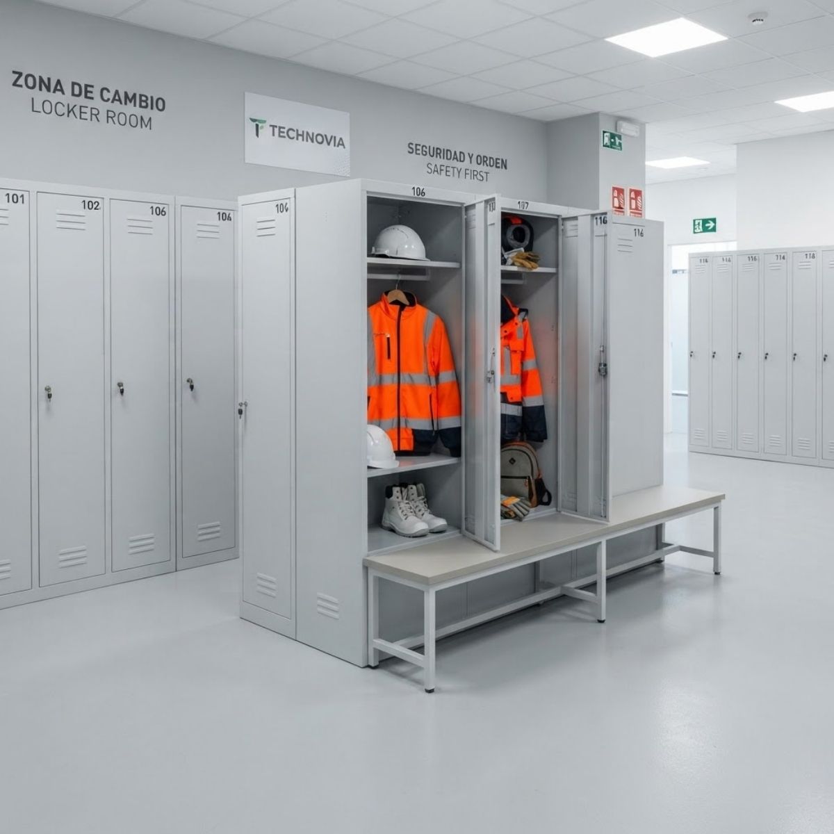 Vestuario obligatorio para trabajadores con taquillas y ropa laboral en empresa